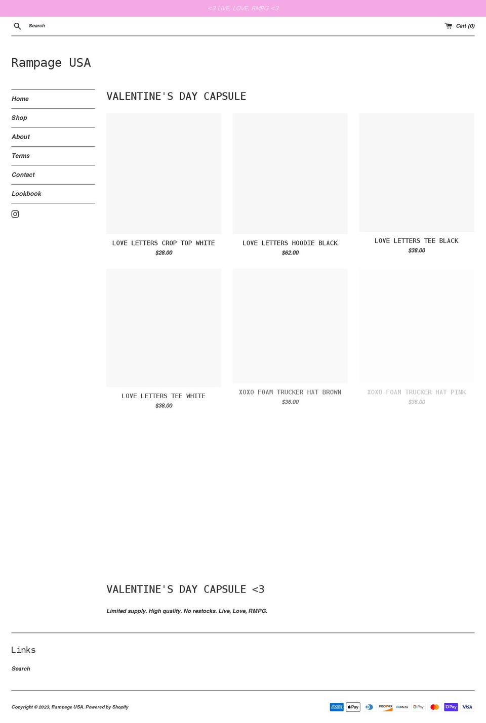 rampageforever.com shopify website screenshot
