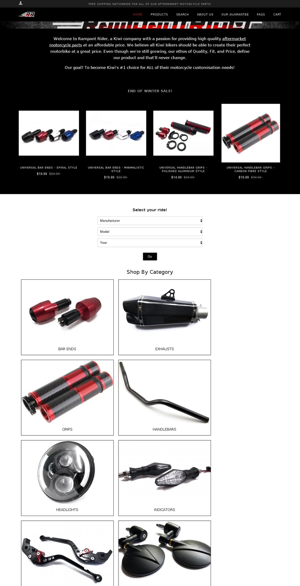 rampantrider.com shopify website screenshot