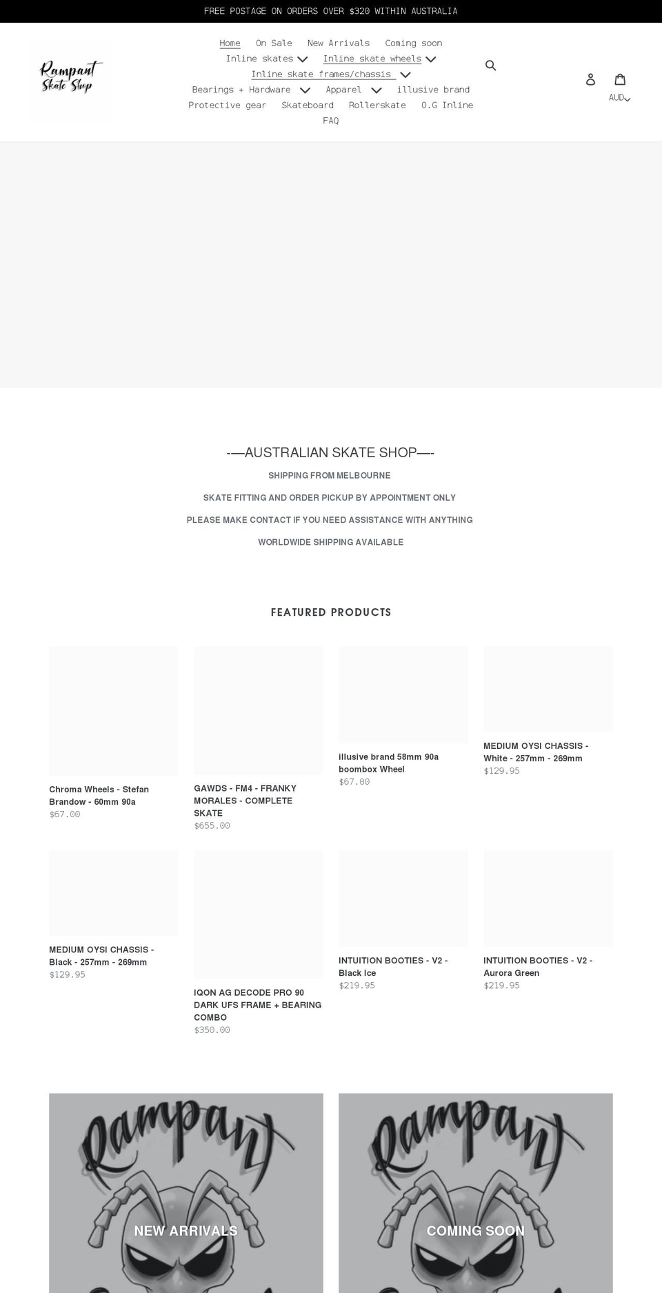 rampantskateshop.com shopify website screenshot