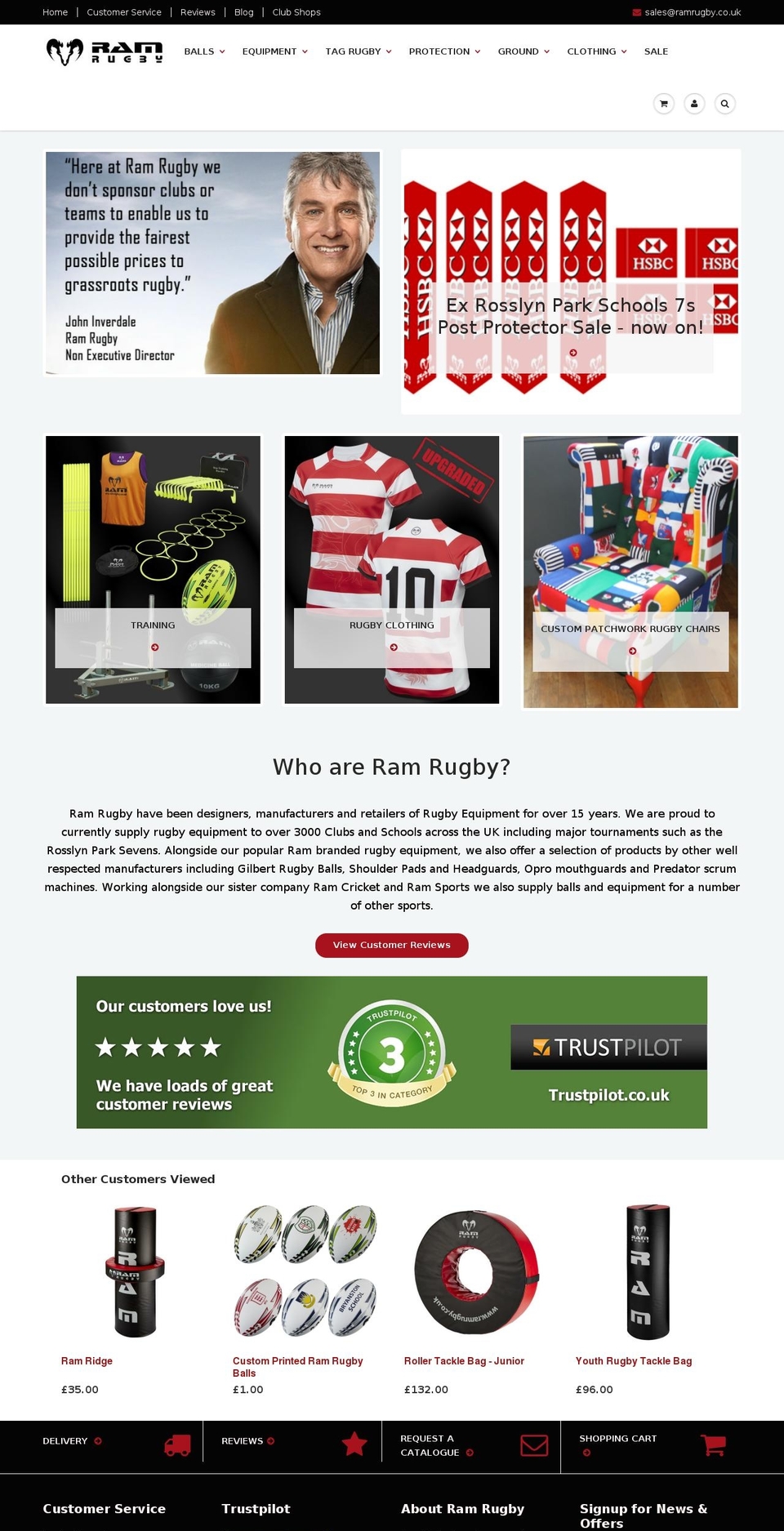 ramrugby.co.uk shopify website screenshot