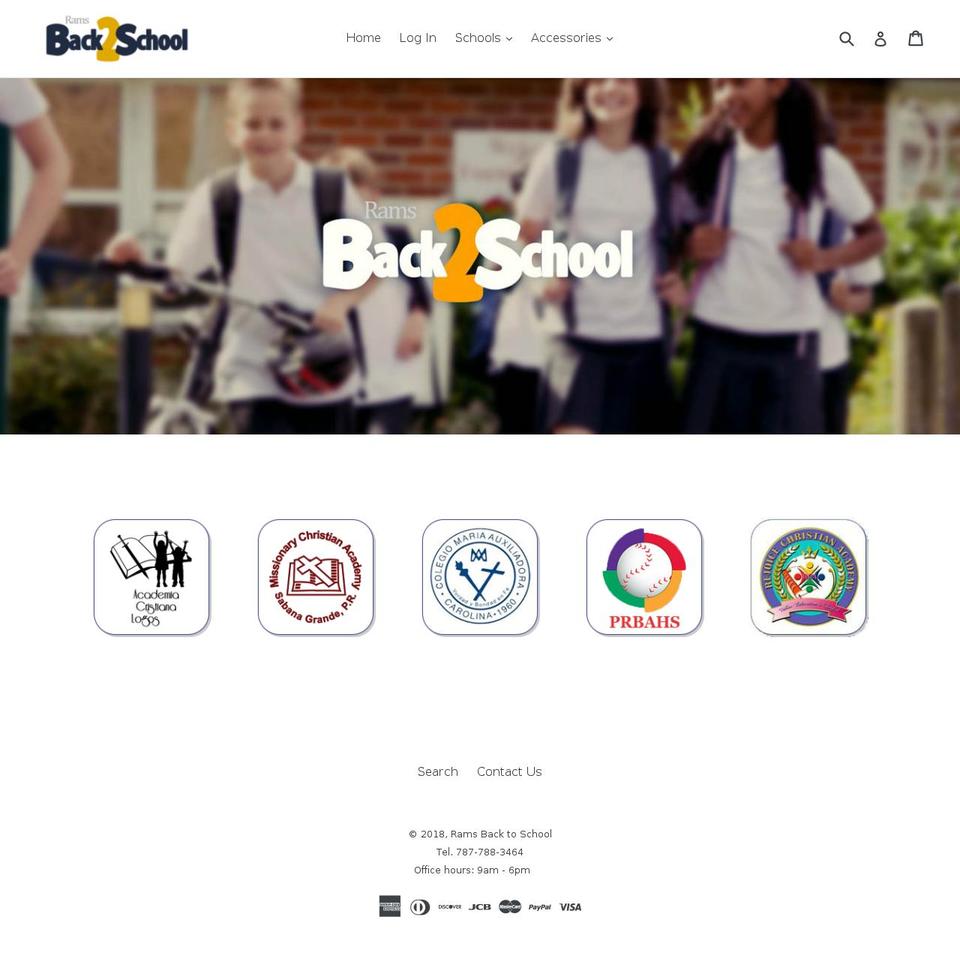 ramsback2school.com — Shopify storefront screenshot