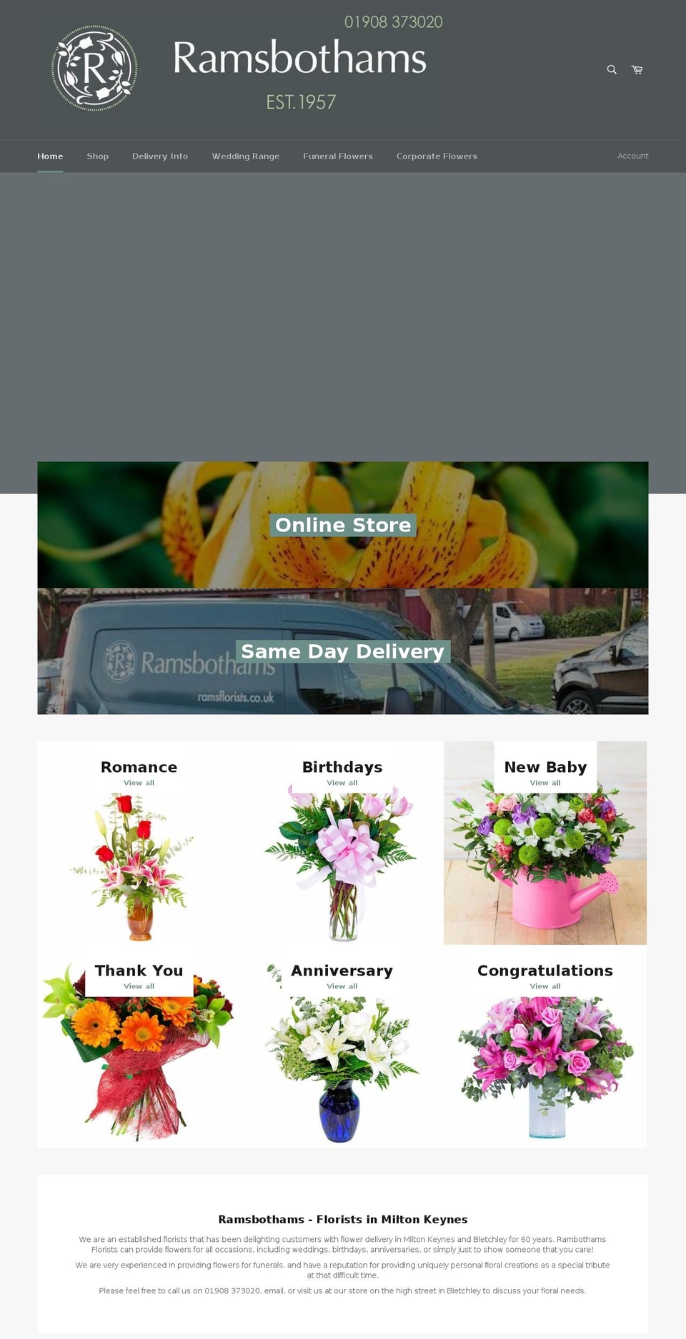 ramsflorists.co.uk shopify website screenshot