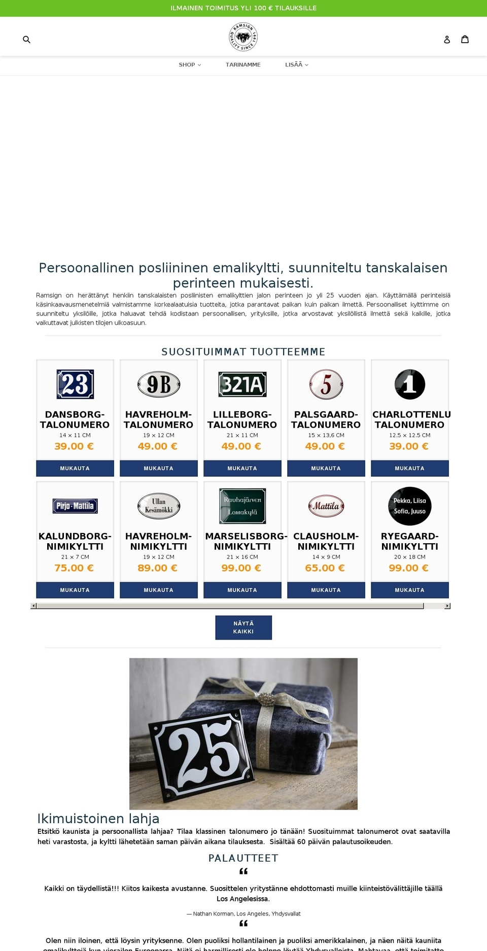 ramsign.fi shopify website screenshot