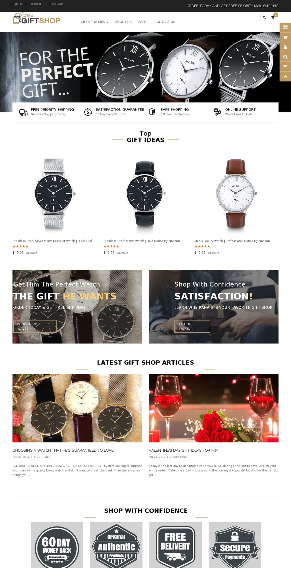 ranasgiftshop.com shopify website screenshot