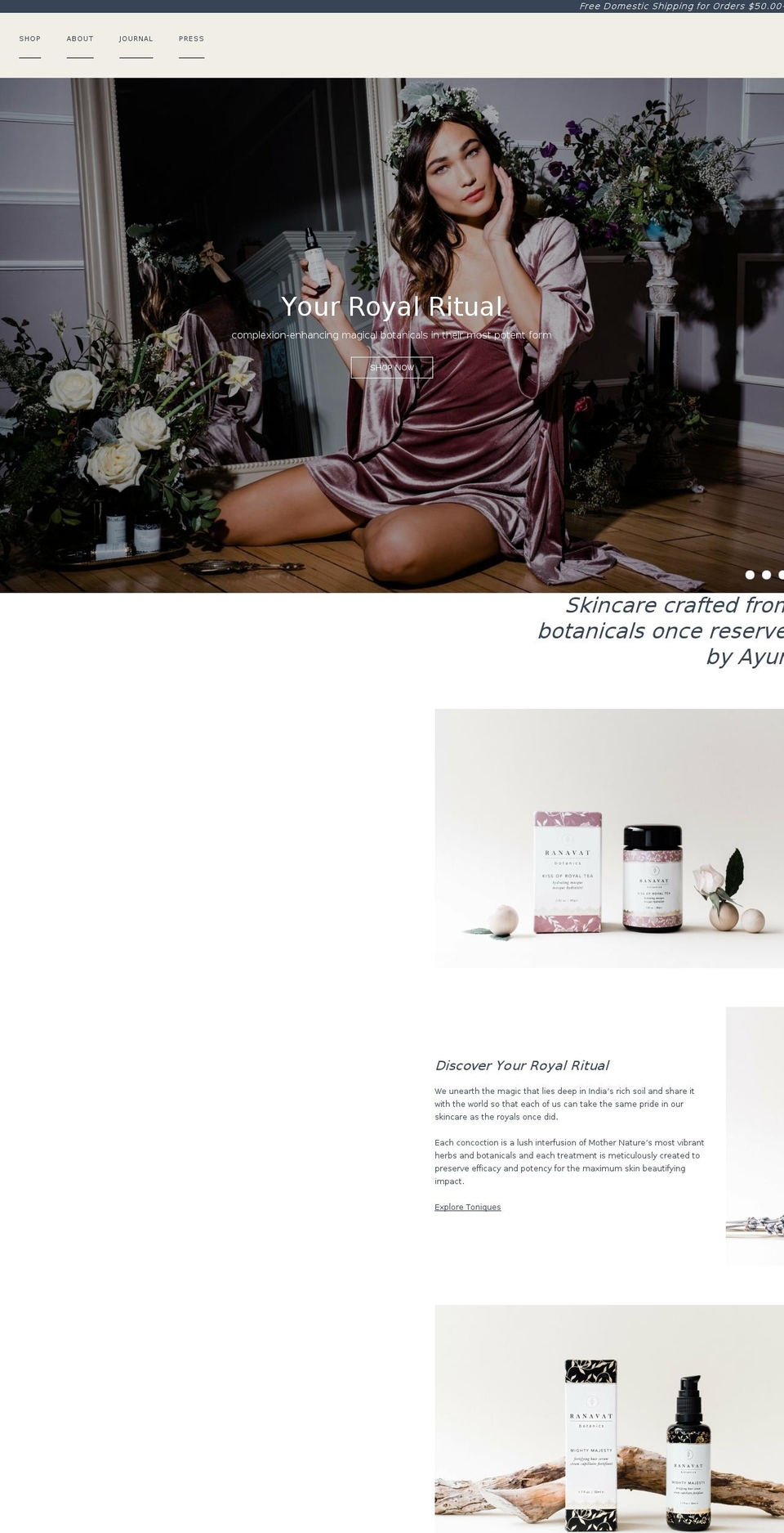 ranavatbotanics.com shopify website screenshot