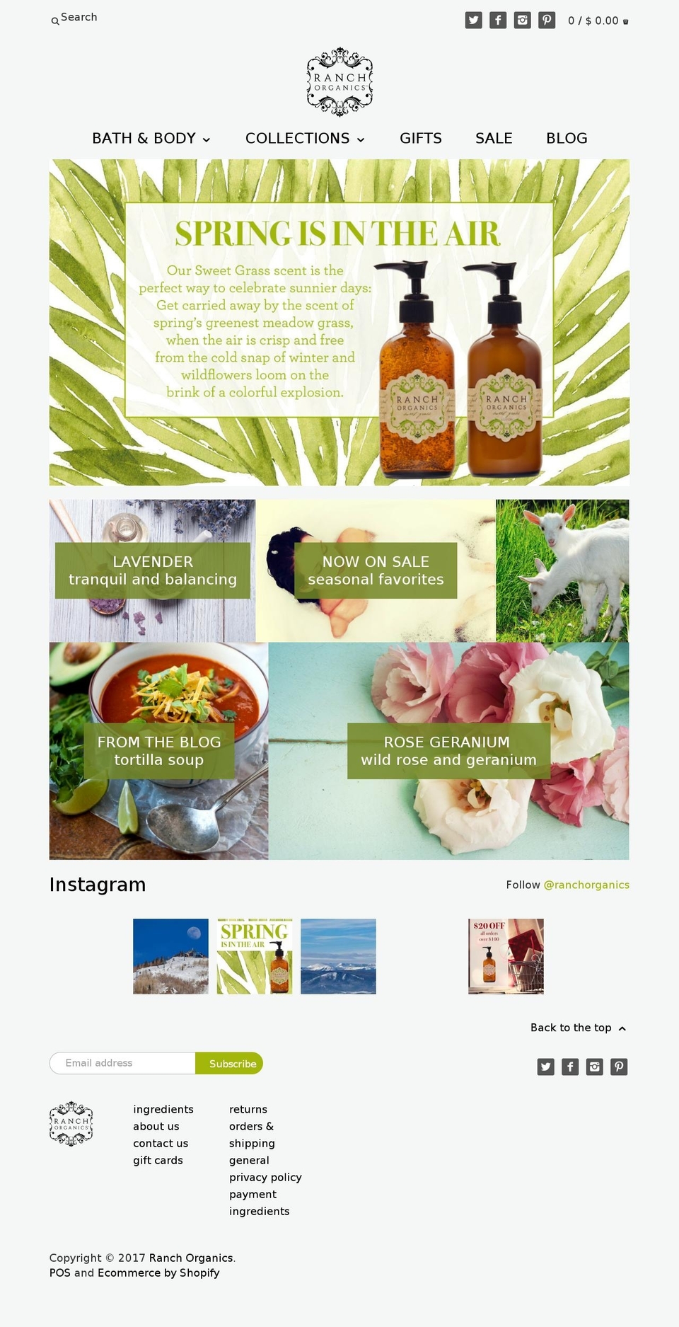 ranch-organics.com shopify website screenshot