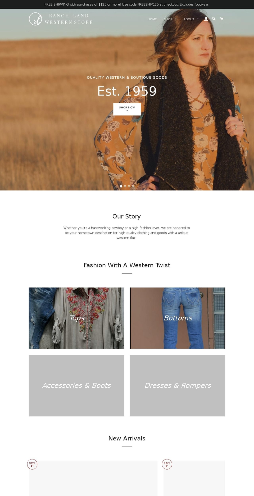 ranchlandwestern.com — Shopify storefront screenshot