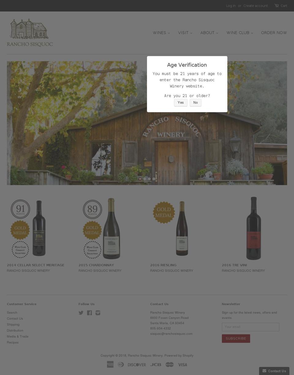 ranchosisquoc.net shopify website screenshot