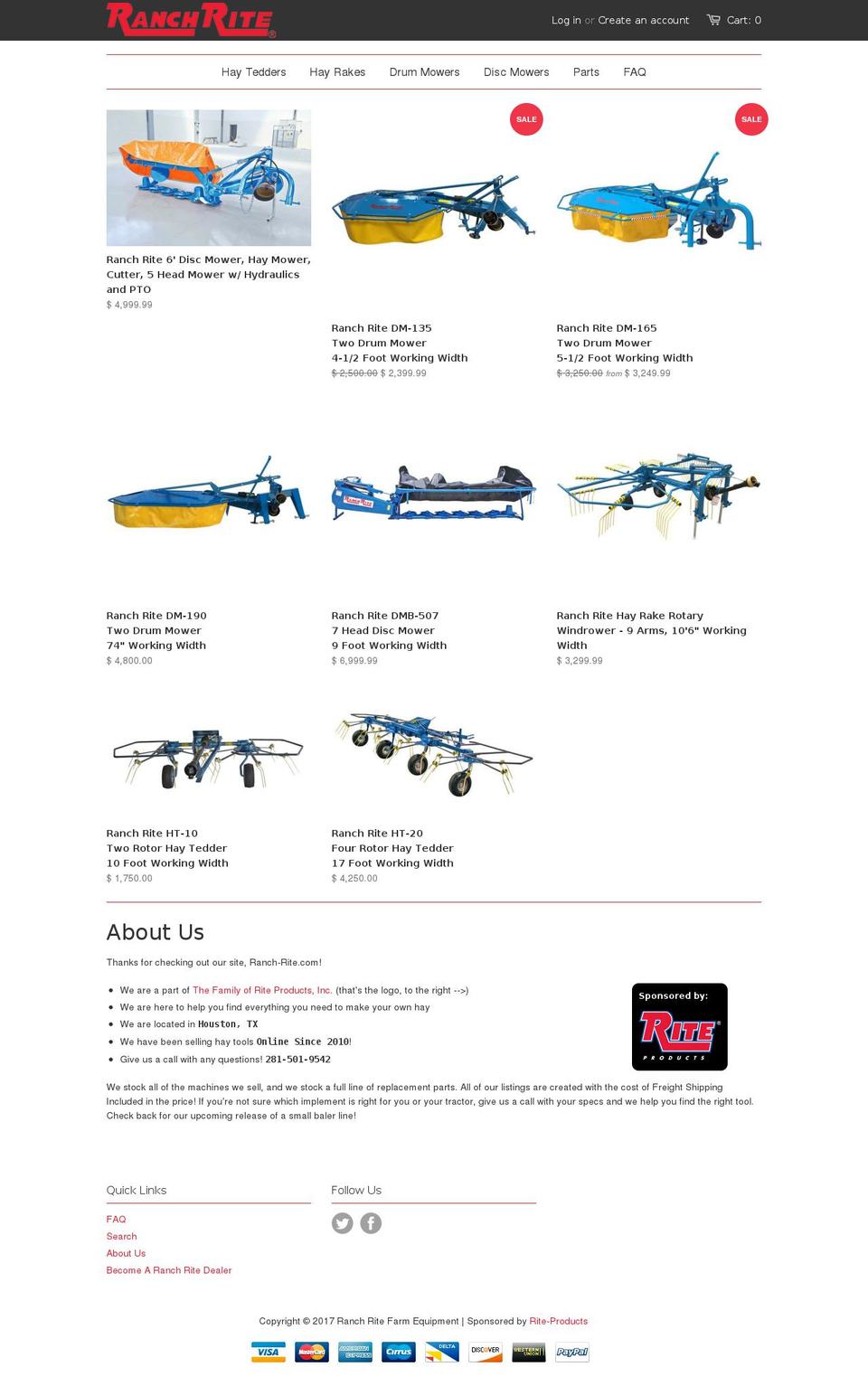 ranchritefarmequipment.com shopify website screenshot