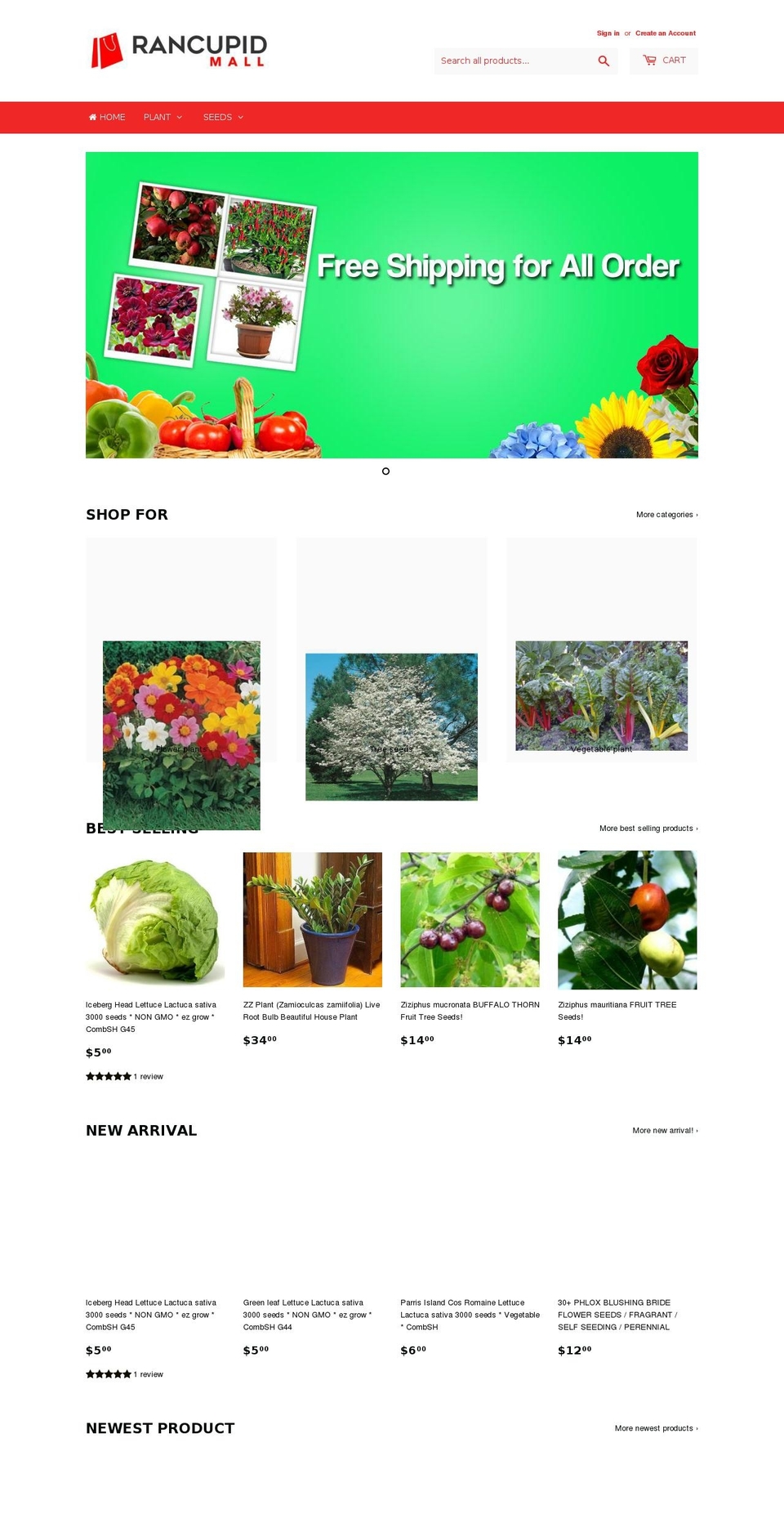rancupidmall.com — Shopify storefront screenshot