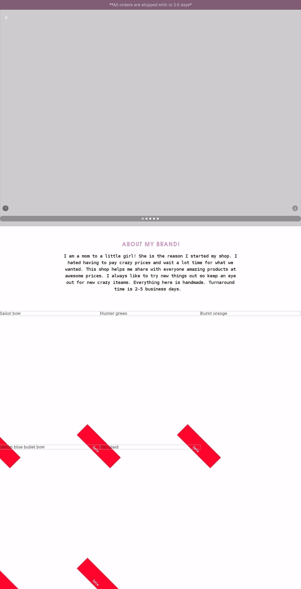 randasbows.com shopify website screenshot