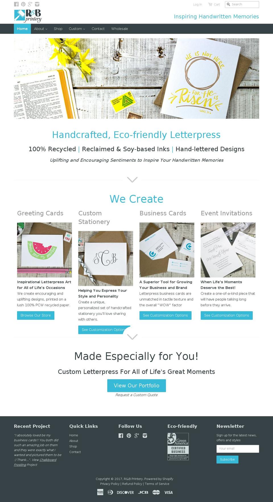 randbprintery.net shopify website screenshot