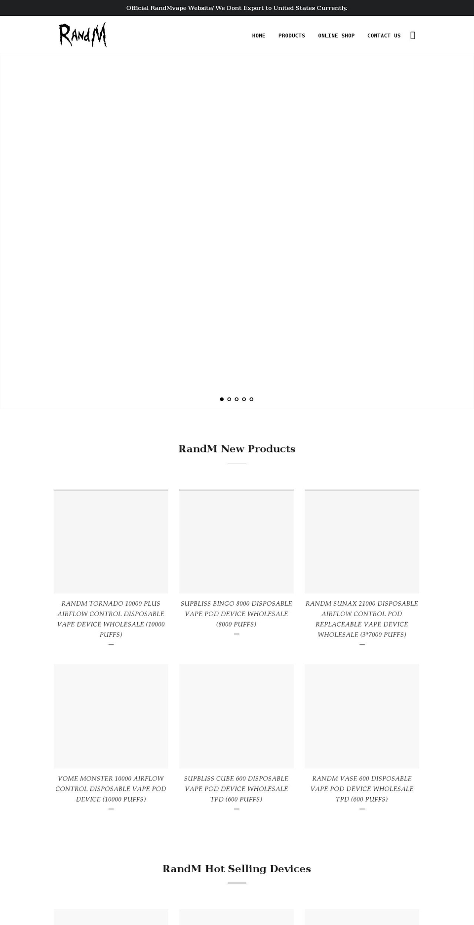 randmvape.com shopify website screenshot