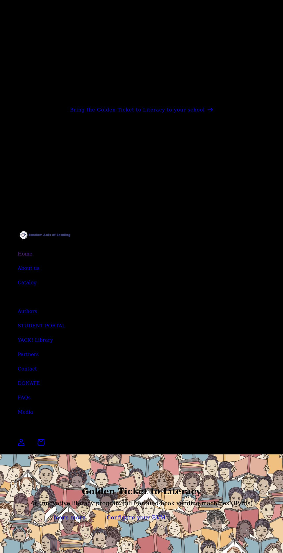 randomactsofreading.org shopify website screenshot