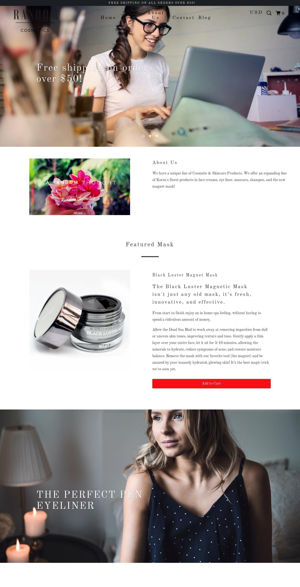 randomcosmetics.com shopify website screenshot