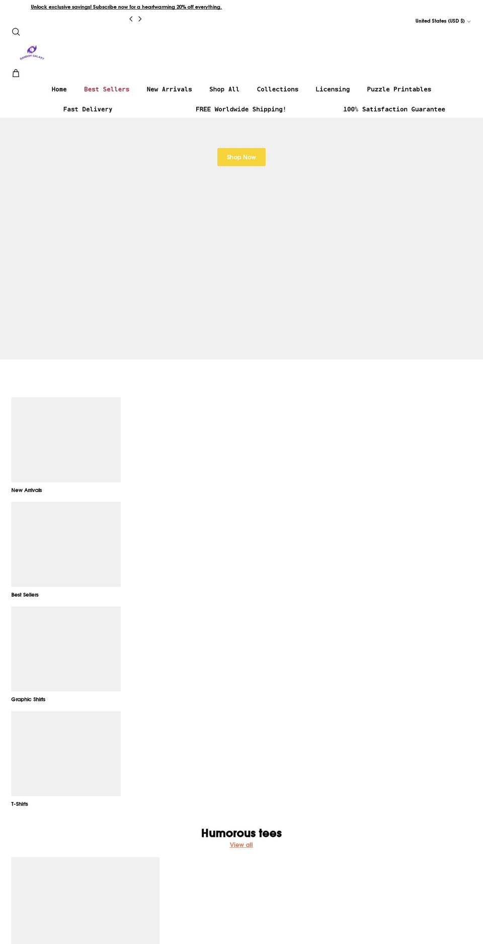 randomgalaxy.com shopify website screenshot