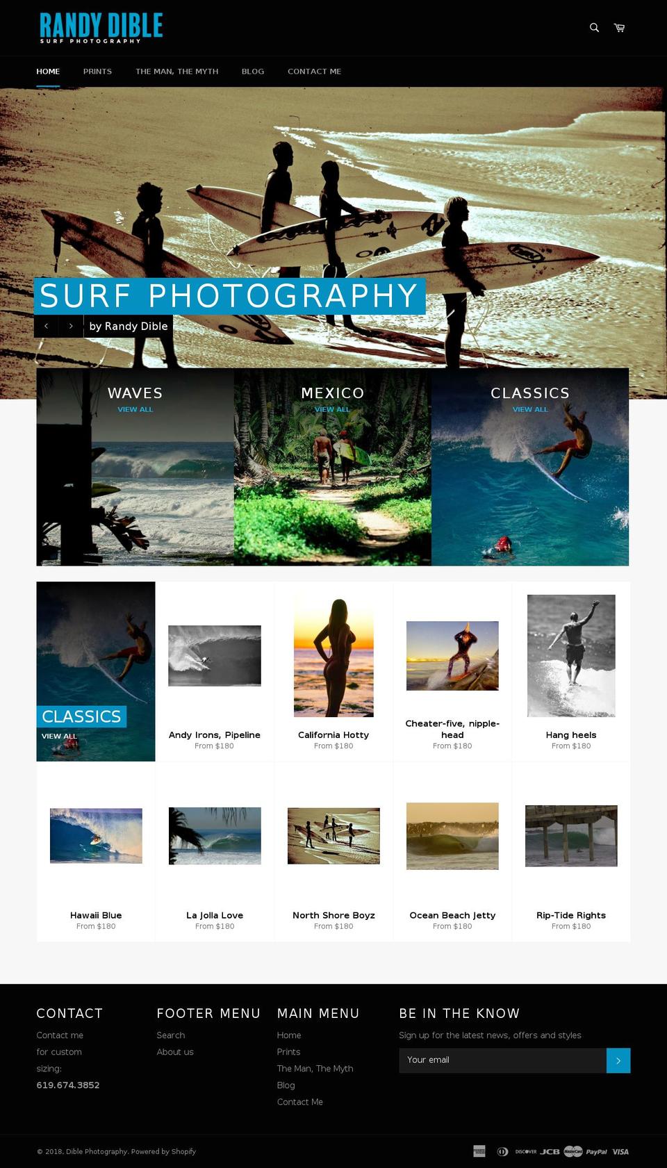 randydiblephoto.com shopify website screenshot