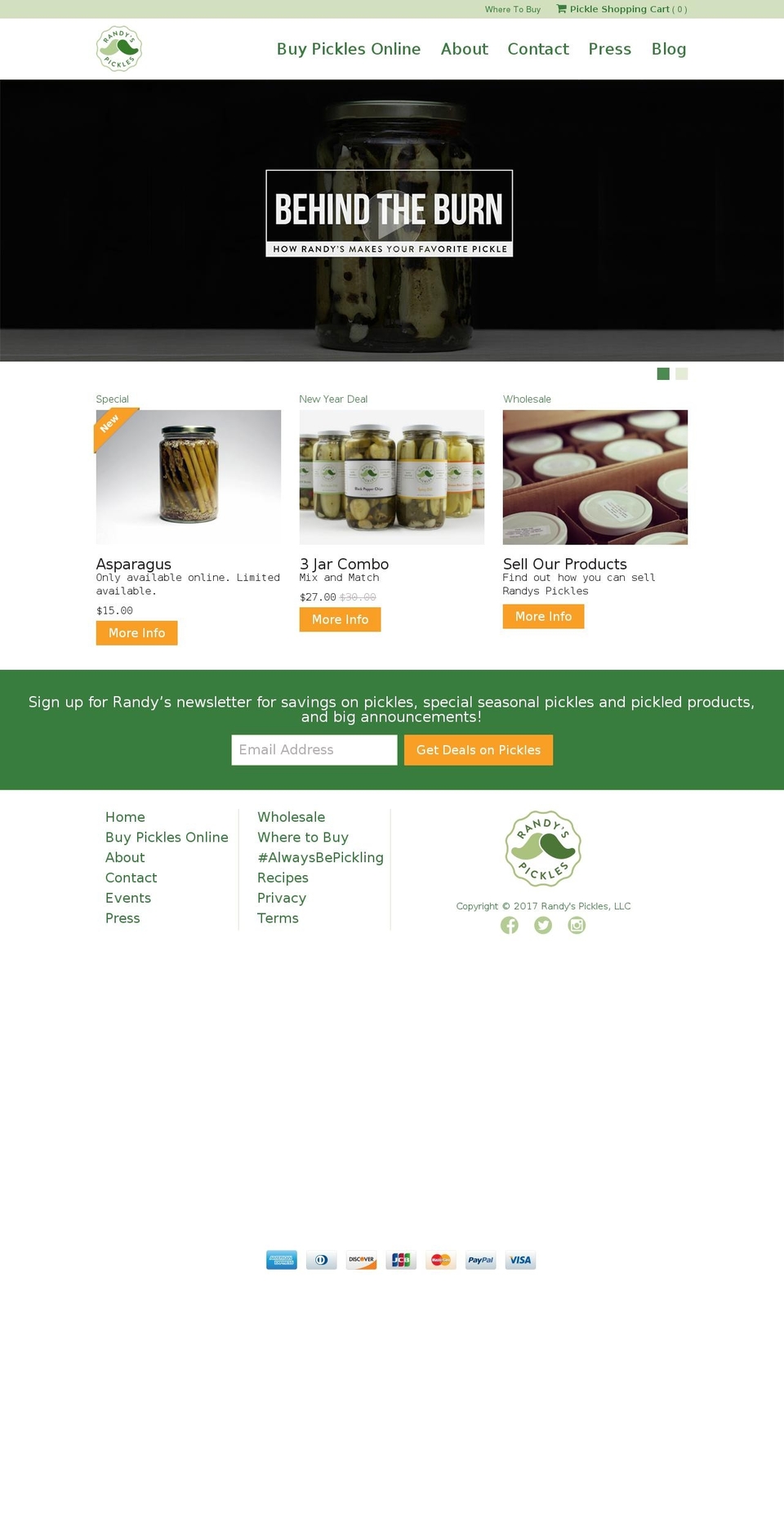 randyspickles.co shopify website screenshot