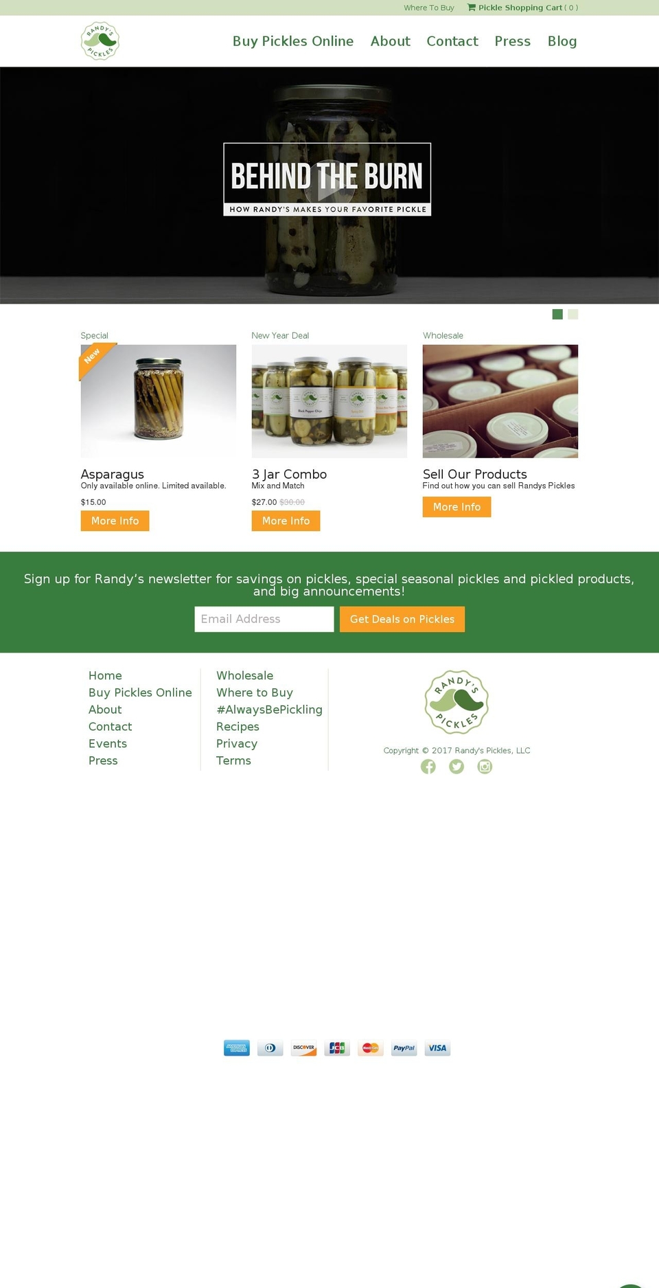 randyspickles.com shopify website screenshot