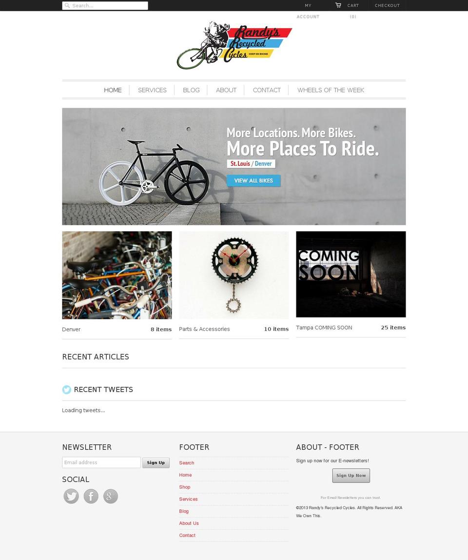 randysrecycledcycles.com shopify website screenshot