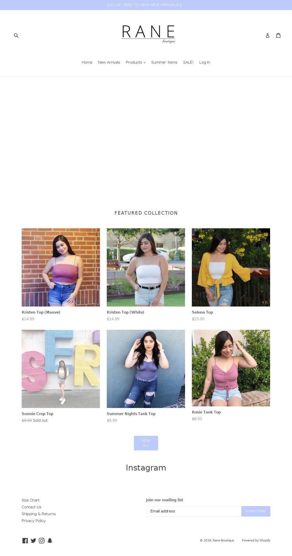 raneboutique.com shopify website screenshot