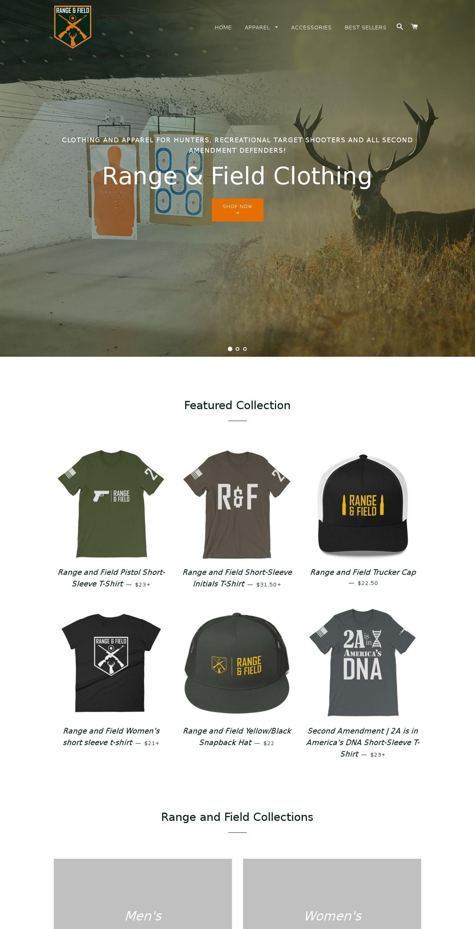 rangeandfieldclothing.com shopify website screenshot