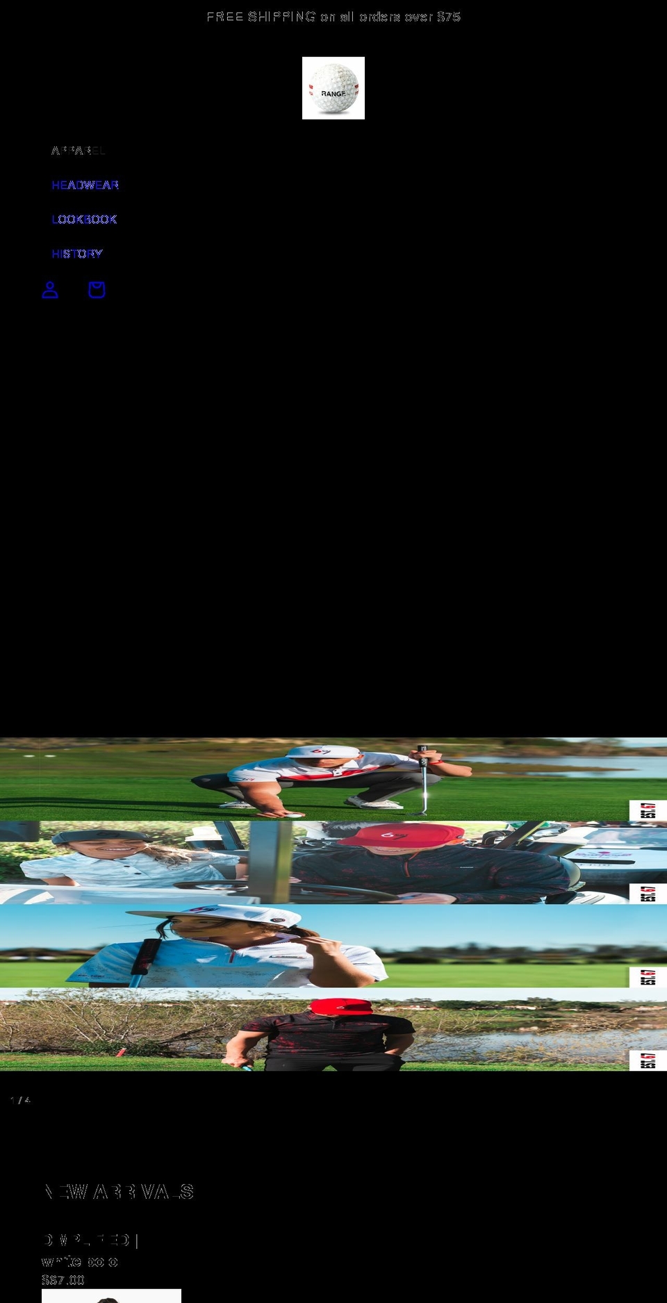 rangegolf.com shopify website screenshot