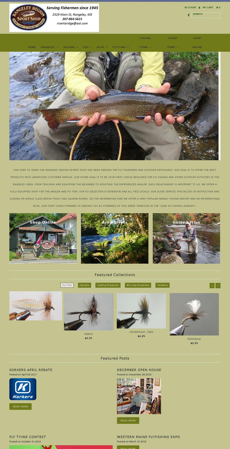 rangeleyflyshop.com shopify website screenshot