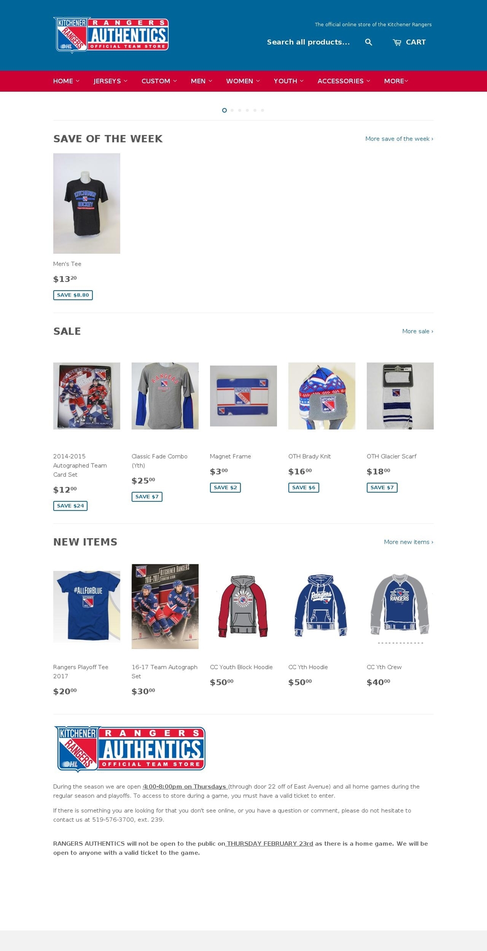 rangersauthentics.com shopify website screenshot