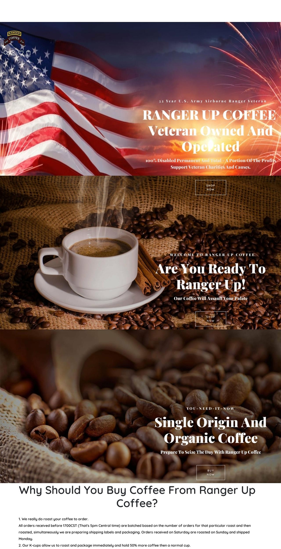 rangerupcoffee.com shopify website screenshot