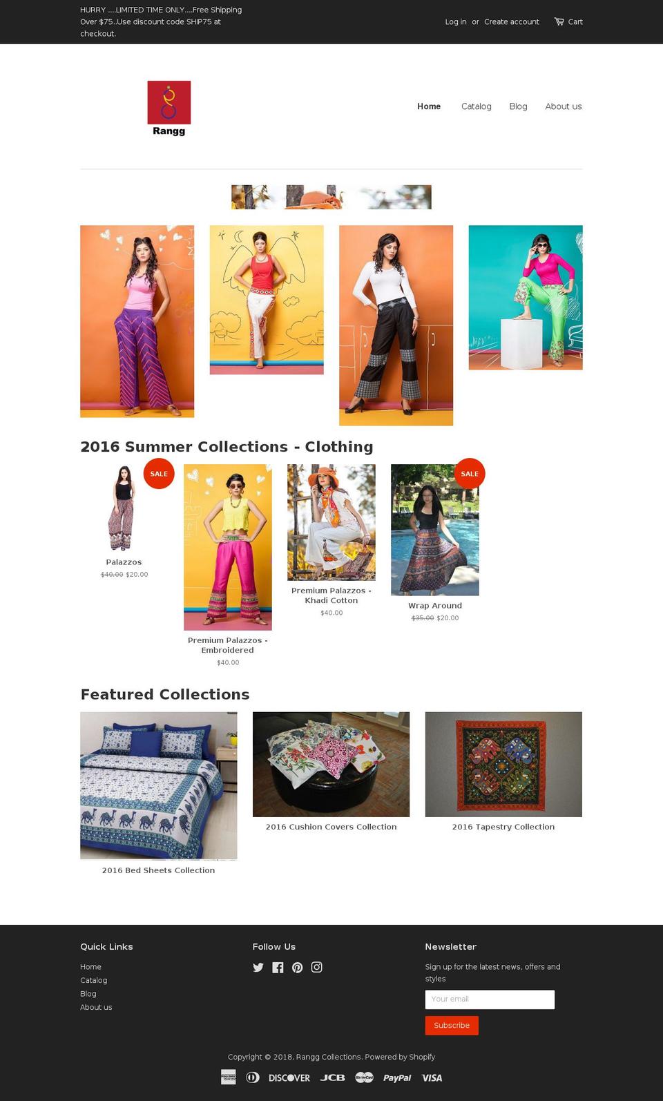 ranggcollections.com shopify website screenshot