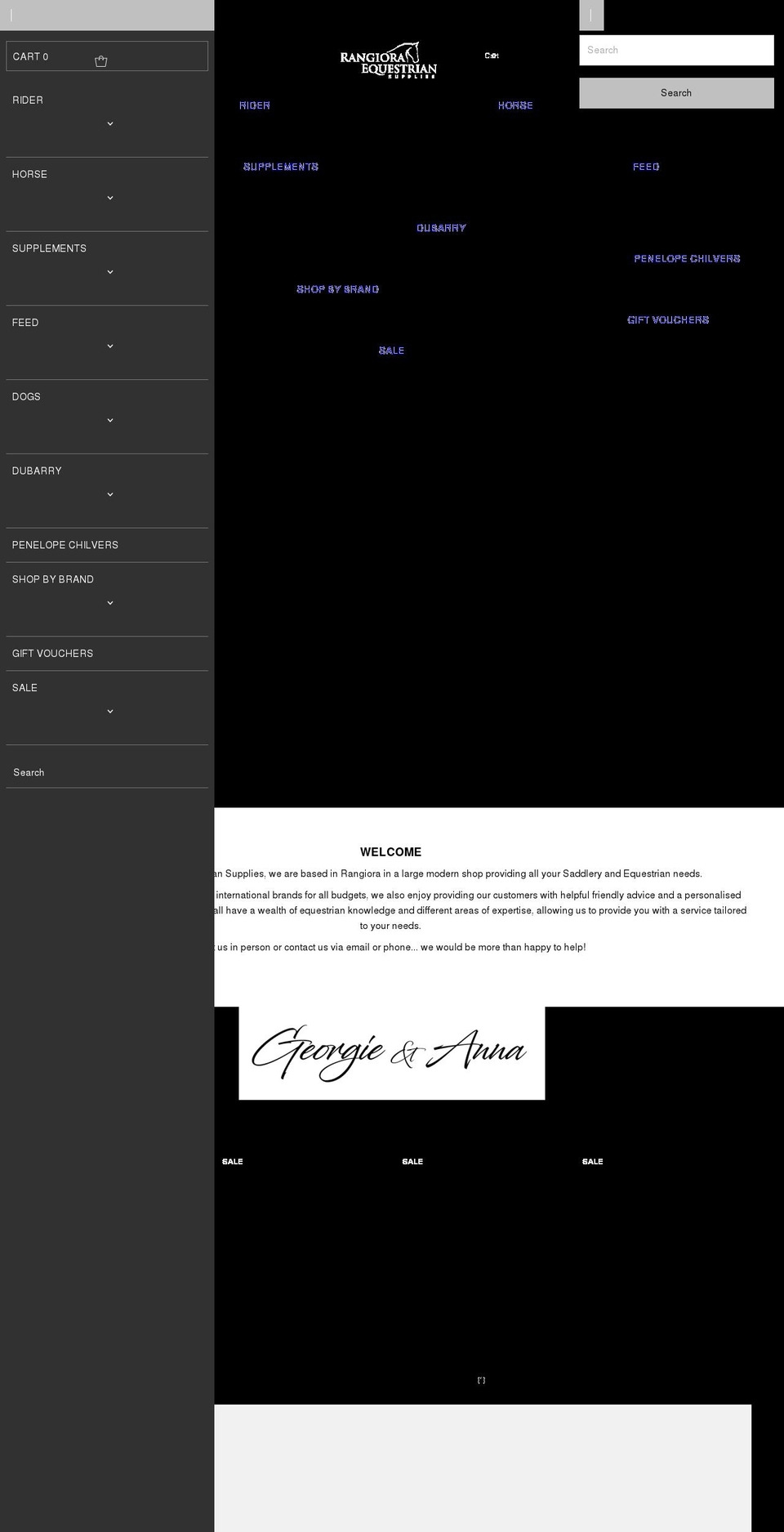 rangiorasaddlery.co.nz shopify website screenshot