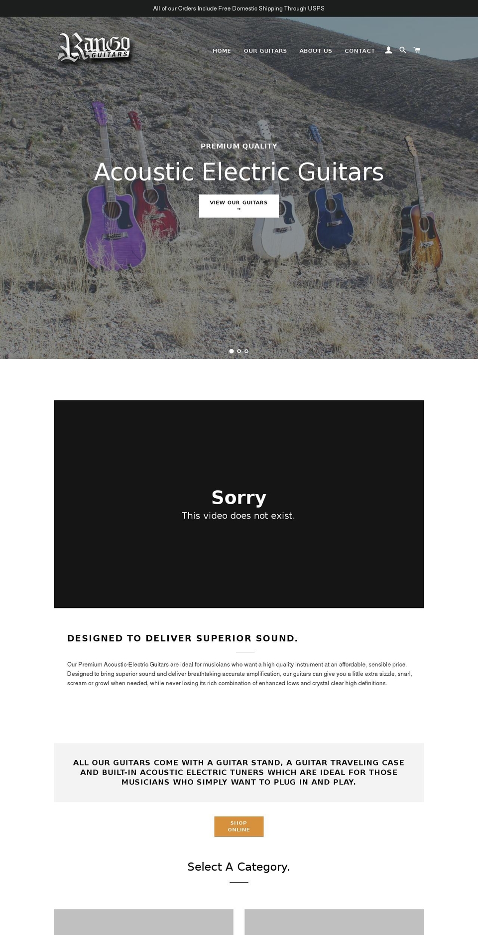 rangoguitars.com — Shopify storefront screenshot