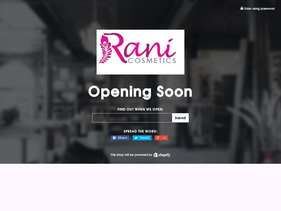 ranicosmetics.com shopify website screenshot