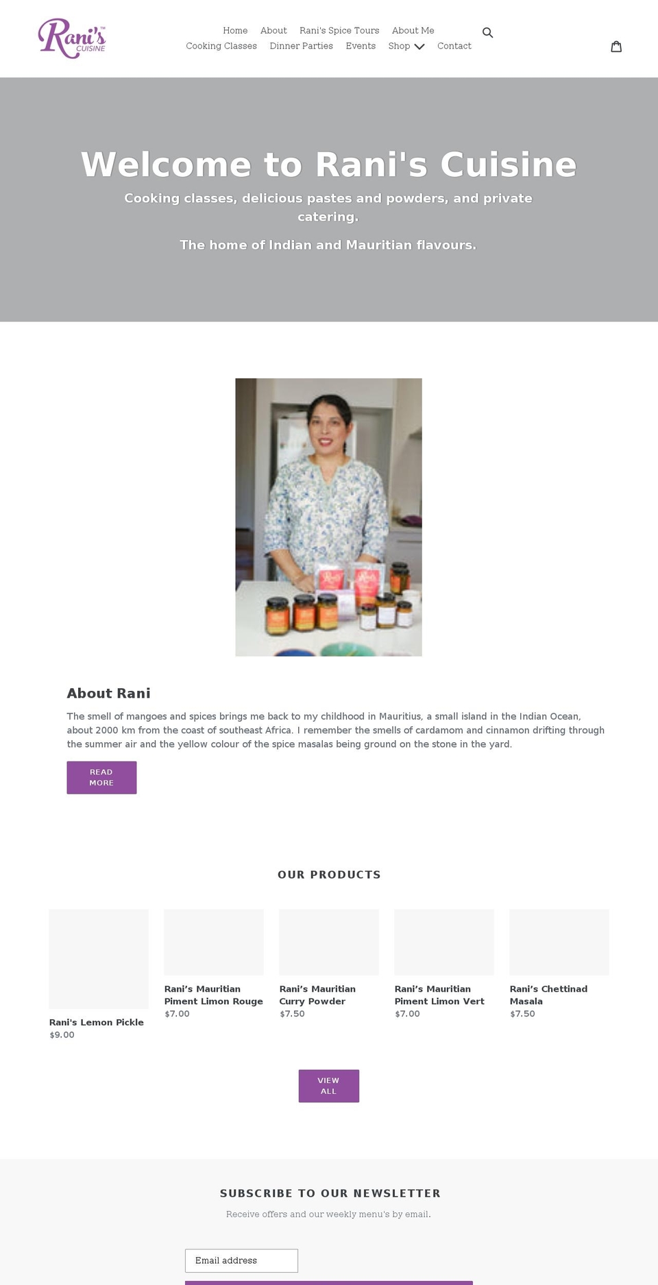 raniscuisine.com shopify website screenshot
