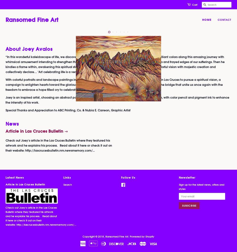 ransomedart.org shopify website screenshot