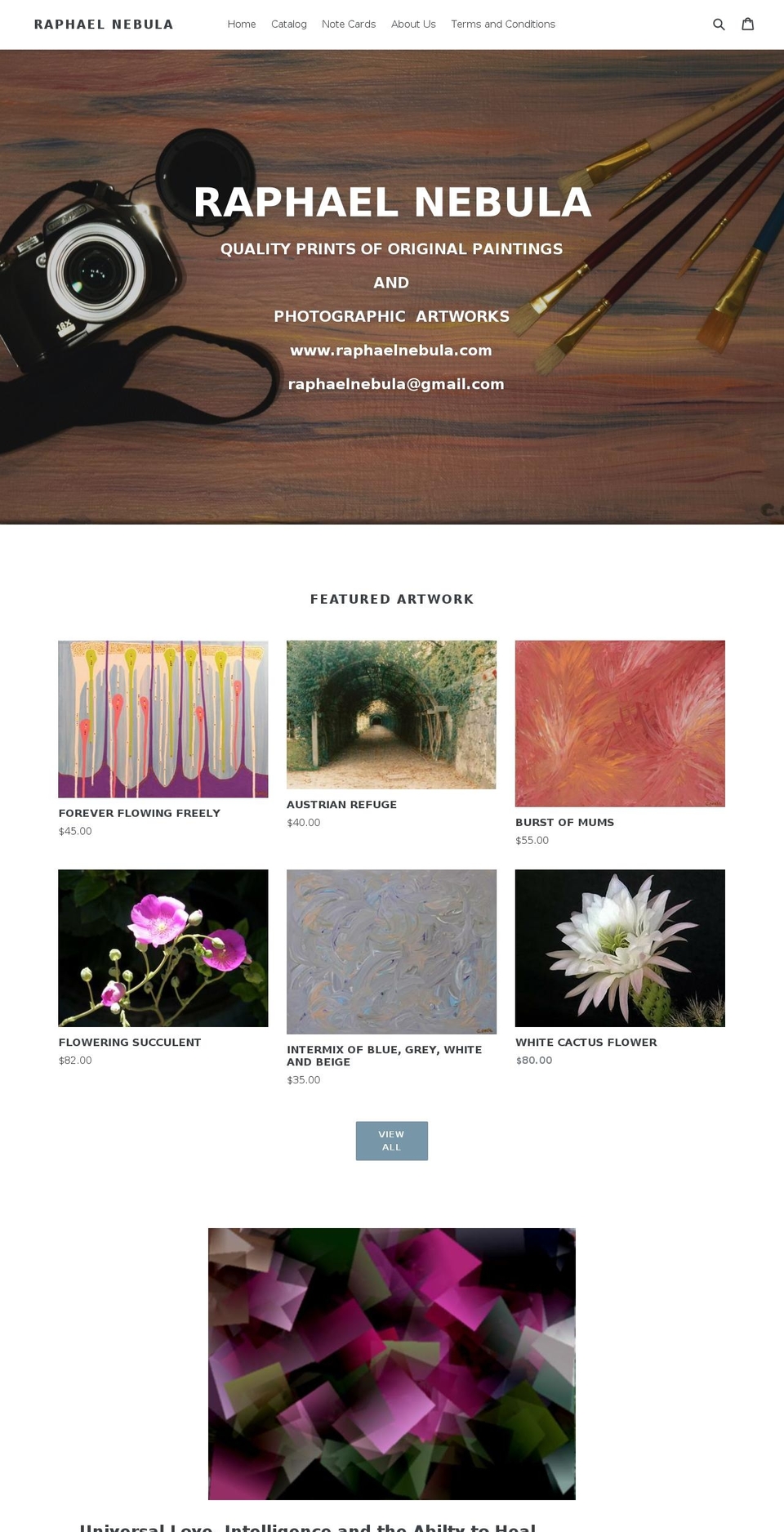 raphaelnebula.com shopify website screenshot