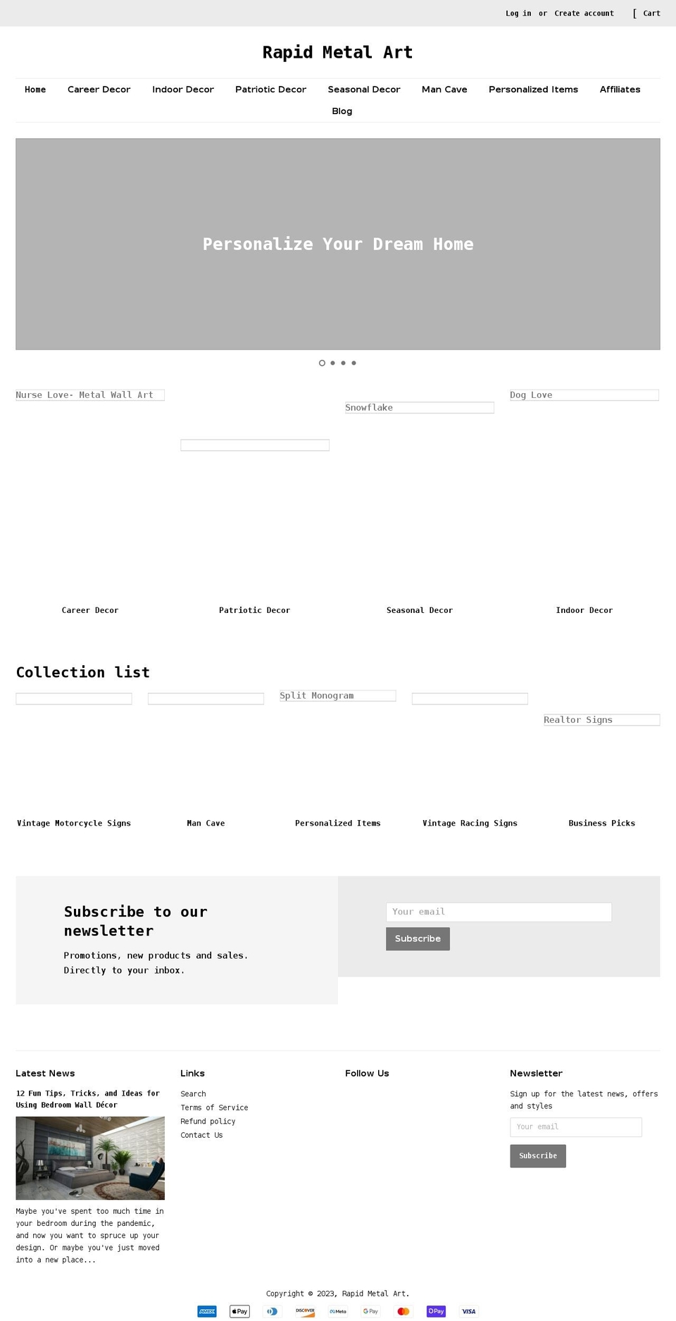 rapidmetalart.com shopify website screenshot