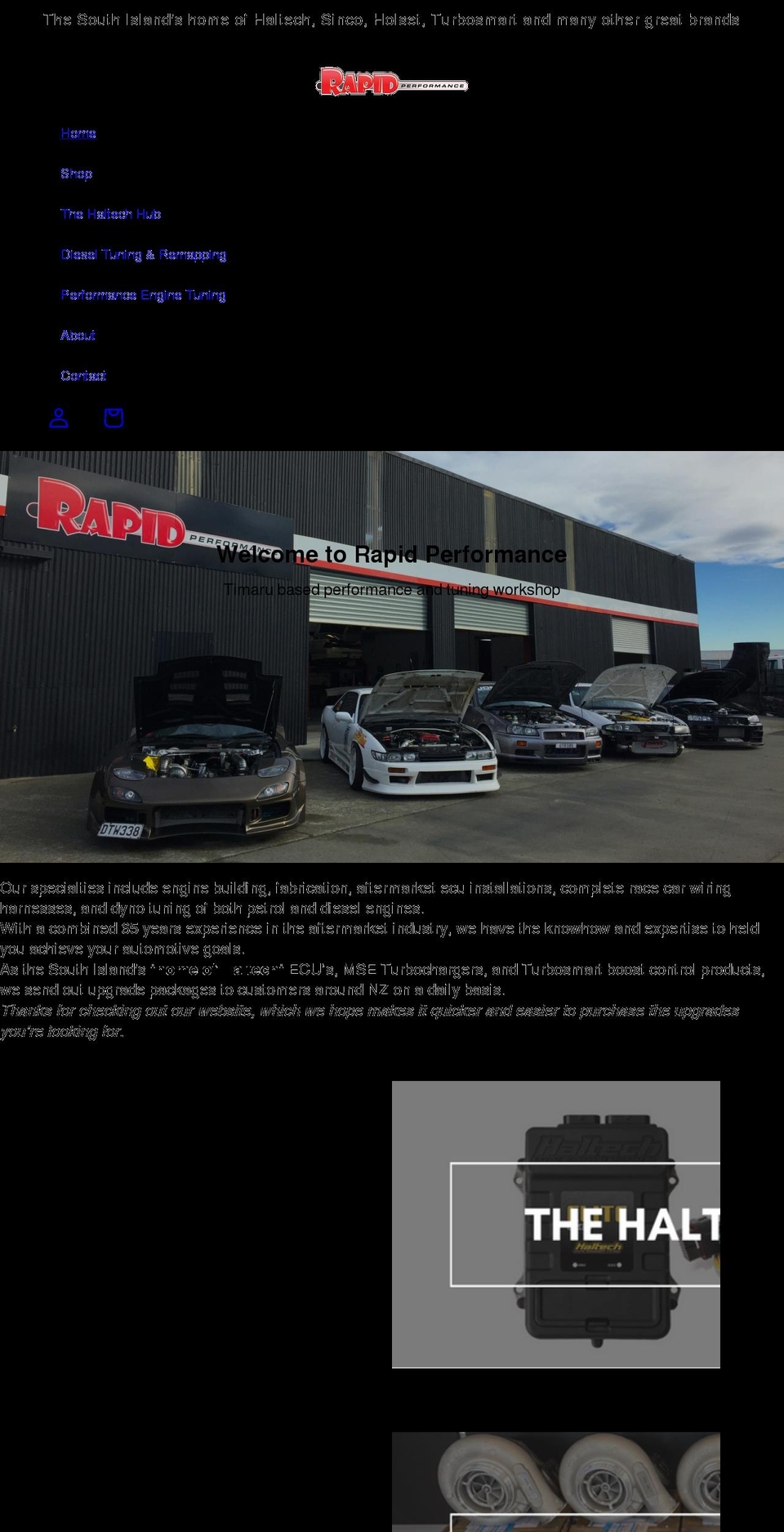 rapidperformance.co.nz shopify website screenshot