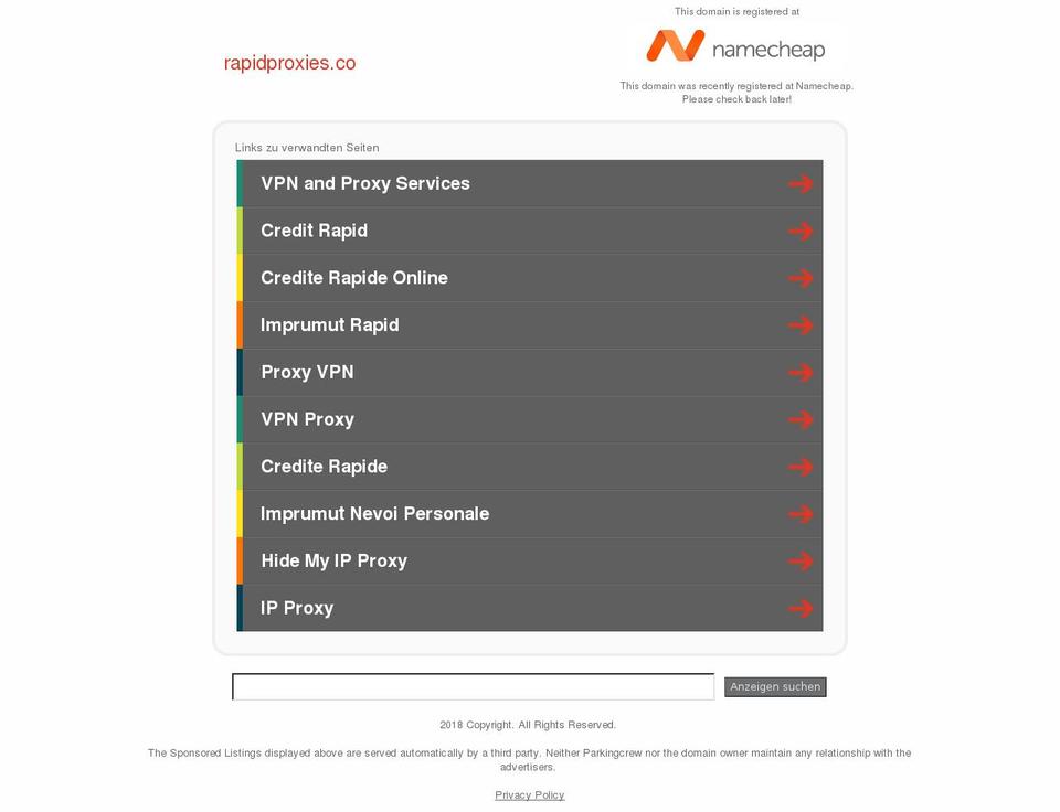 rapidproxies.co shopify website screenshot
