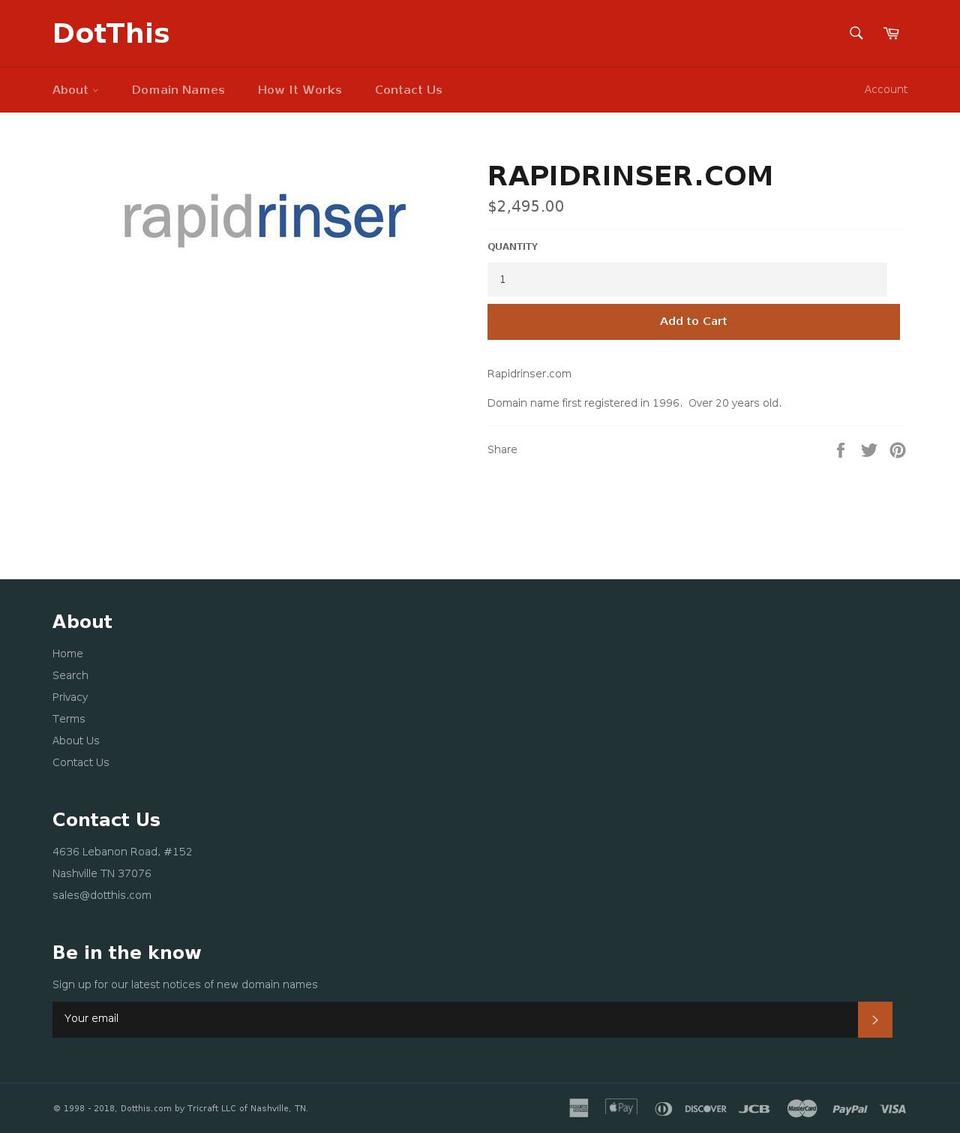 rapidrinser.com — Shopify storefront screenshot