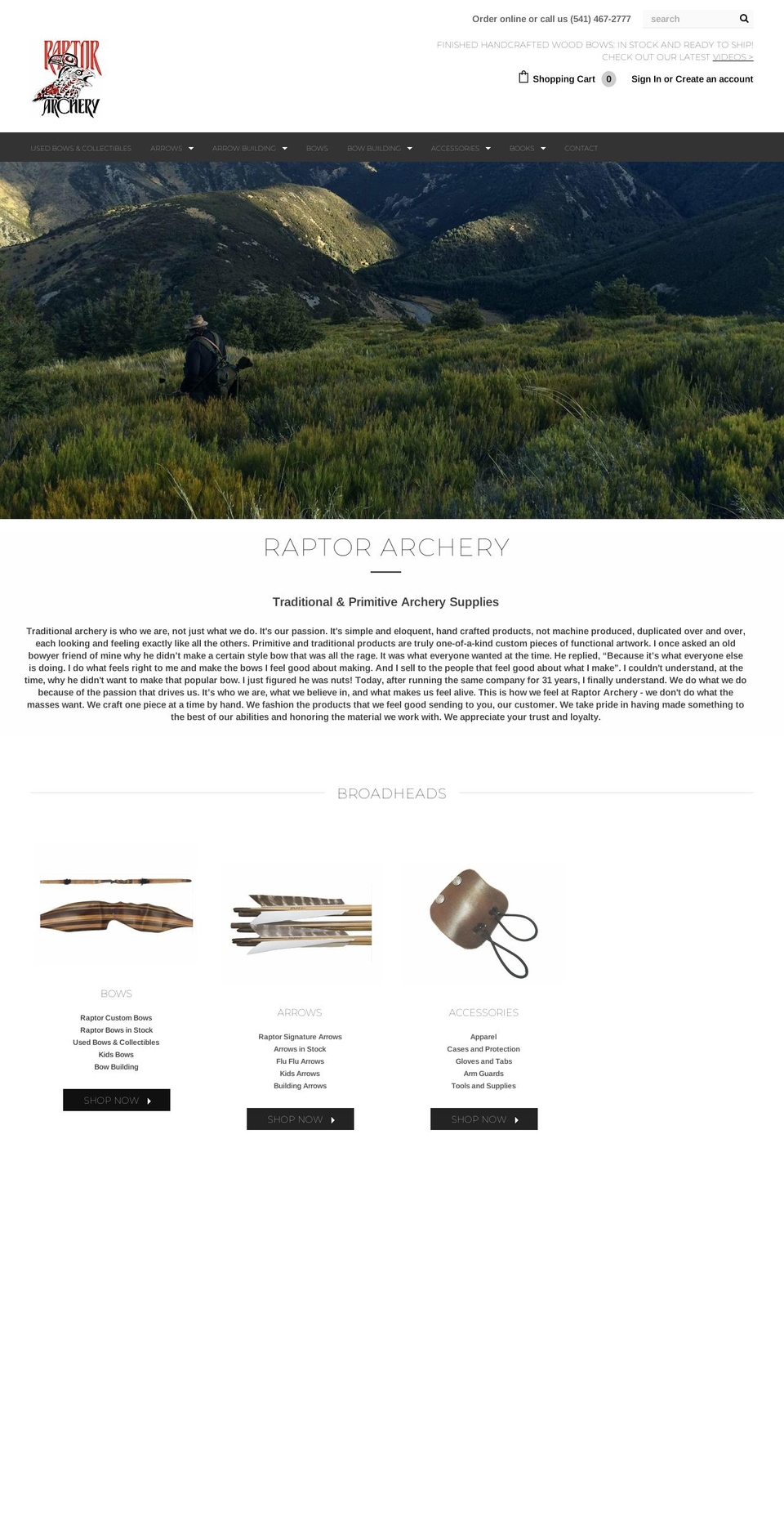 raptorarchery.com shopify website screenshot