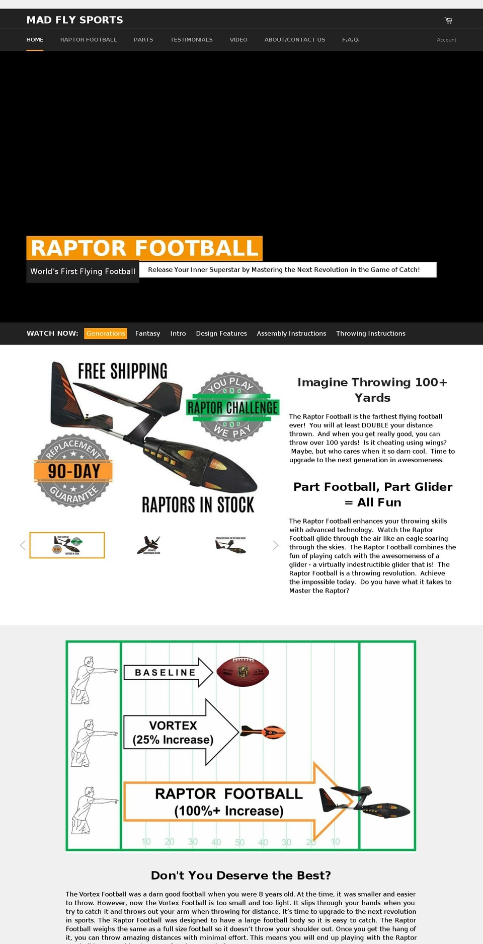 Mad Fly Theme Shopify theme site example raptorfootball.com