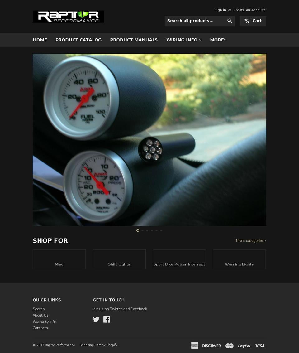 raptorperformance.com shopify website screenshot
