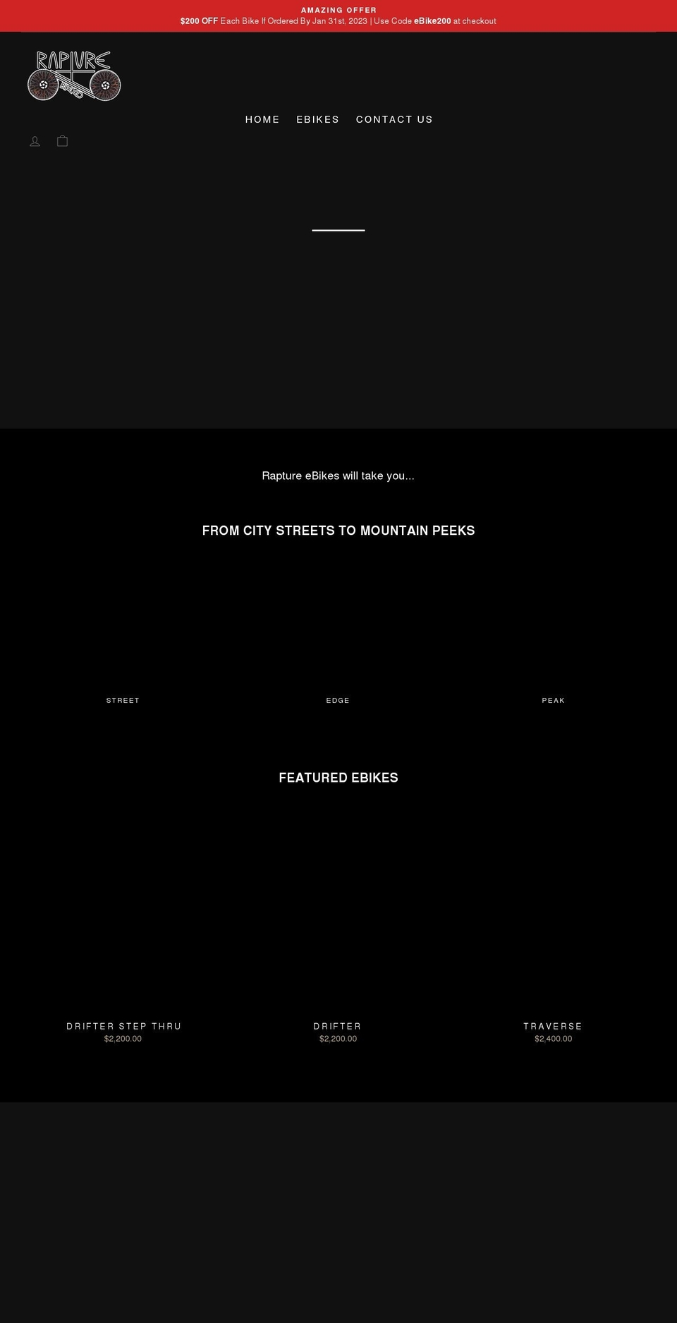 rapturebikeco.com shopify website screenshot