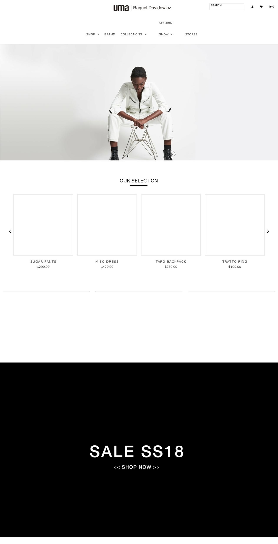 Uma 2018 fashionpolism Shopify theme site example raqueldavidowicz.com