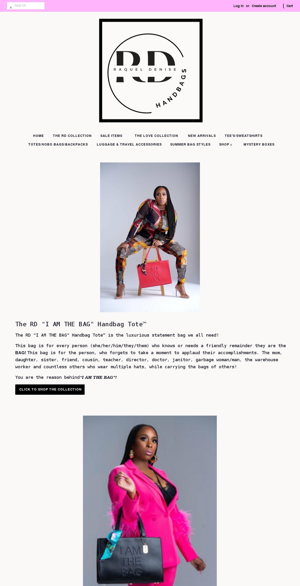 raqueldenisehandbags.com shopify website screenshot