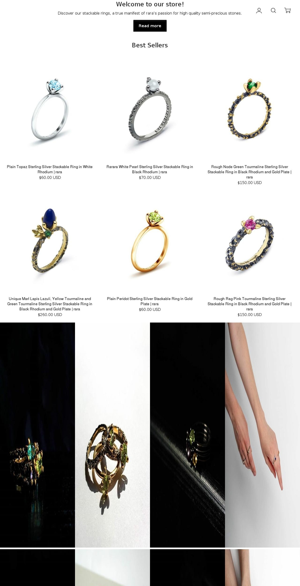 rara.jewelry shopify website screenshot