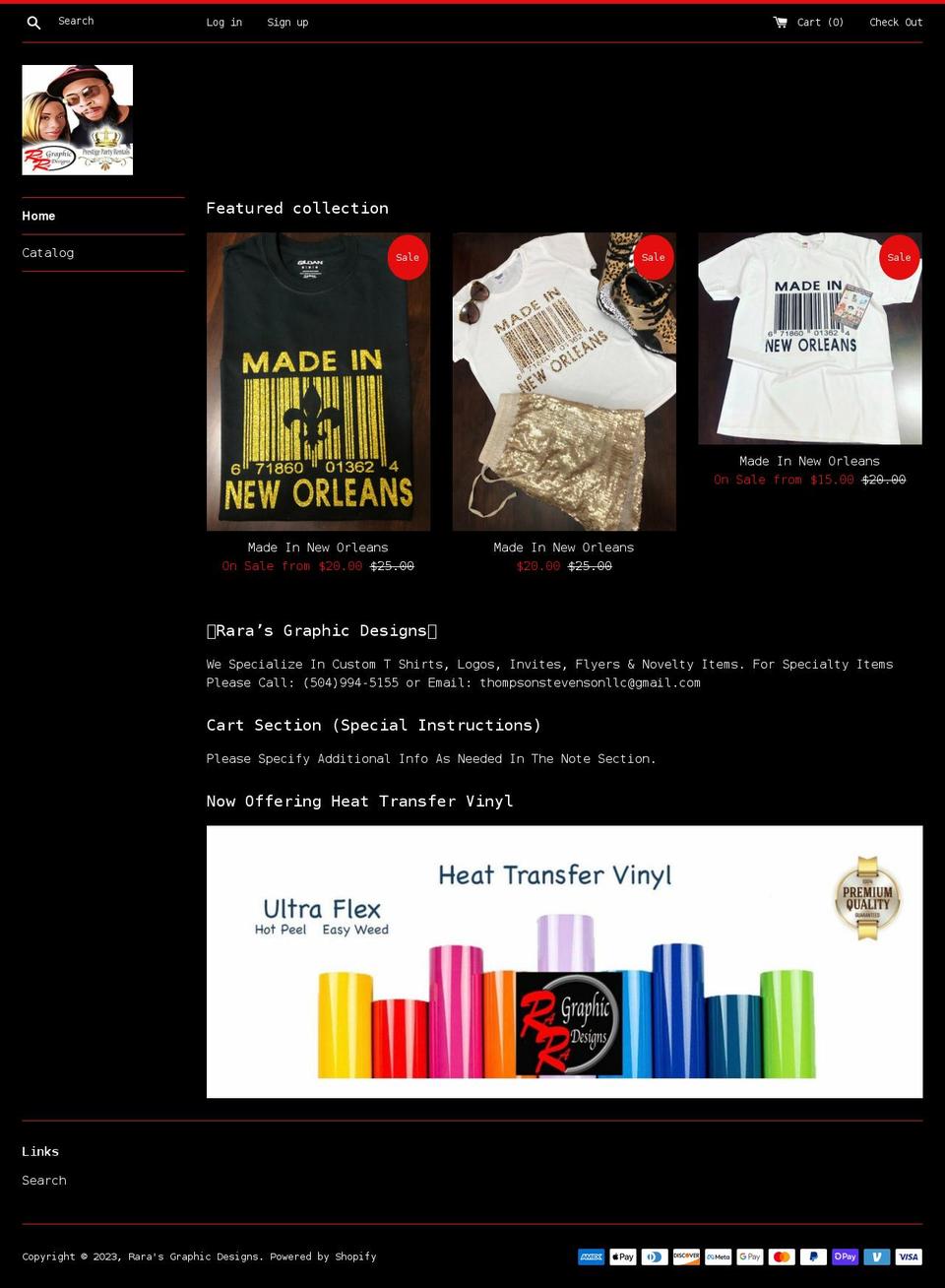 rarasgraphicdesigns.com — Shopify storefront screenshot