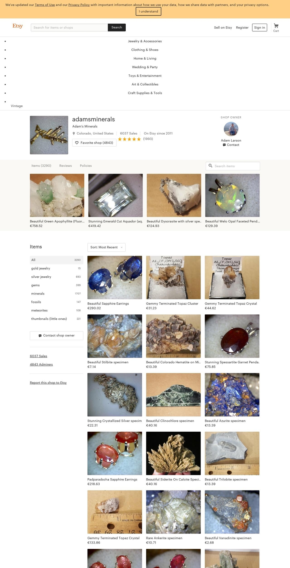 rare-minerals.com — Shopify storefront screenshot